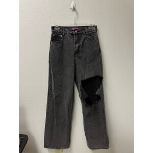 Edikted Women's Jeans Size Small Black Distressed Knee